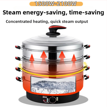 Elektrický parný hrniec, trojposchodový, nerezová oceľ, kapacita 10 L a viac, mechanické ovládanie