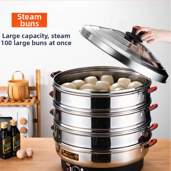 Elektrický parný hrniec, trojposchodový, nerezová oceľ, kapacita 10 L a viac, mechanické ovládanie