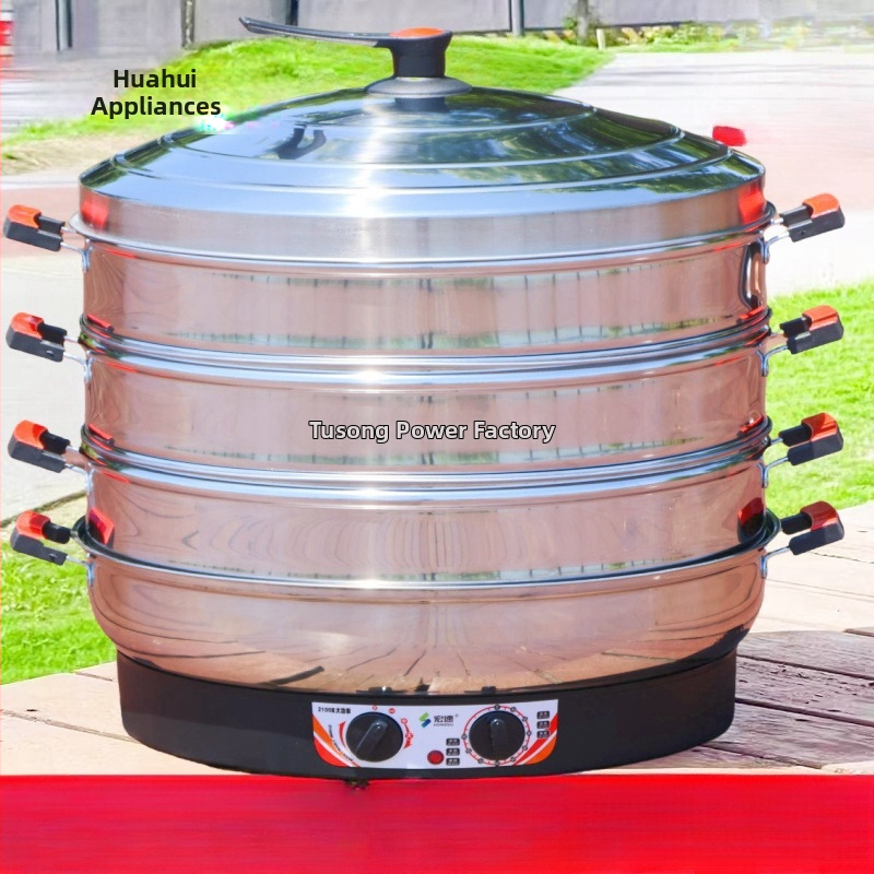 Elektrický parný hrniec, trojposchodový, nerezová oceľ, kapacita 10 L a viac, mechanické ovládanie