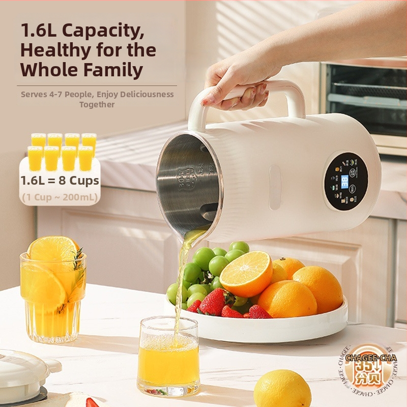 Μηχανή παρασκευής γάλακτος σόγιας, 1.6 L, 110 V, Ανοξείδωτο χάλυβα, Πολυλειτουργική: ξηροί/υγροί κόκκοι φασολιών, πάστα ρυζιού, πέντε κόκκοι, Αυτόματο καθάρισμα