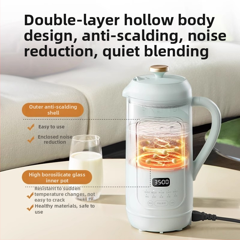 BRUNO μηχανή γάλακτος σόγιας οικιακή χρήση, αυτόματη μίνι, χαμηλός θόρυβος, χωρητικότητα 0.9–1.2 L, ισχύς 1000W, τάση 220V, αυτόματος καθαρισμός DJ05