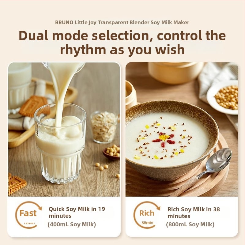BRUNO μηχανή γάλακτος σόγιας οικιακή χρήση, αυτόματη μίνι, χαμηλός θόρυβος, χωρητικότητα 0.9–1.2 L, ισχύς 1000W, τάση 220V, αυτόματος καθαρισμός DJ05
