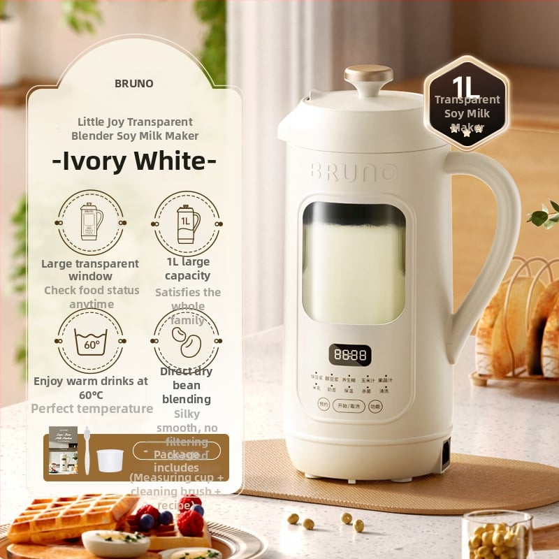 BRUNO μηχανή γάλακτος σόγιας οικιακή χρήση, αυτόματη μίνι, χαμηλός θόρυβος, χωρητικότητα 0.9–1.2 L, ισχύς 1000W, τάση 220V, αυτόματος καθαρισμός DJ05