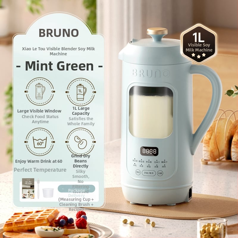 BRUNO μηχανή γάλακτος σόγιας οικιακή χρήση, αυτόματη μίνι, χαμηλός θόρυβος, χωρητικότητα 0.9–1.2 L, ισχύς 1000W, τάση 220V, αυτόματος καθαρισμός DJ05