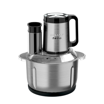 Râșniță de carne cu capacitate 3–5 L, bol și corp din oțel inoxidabil, 4 lame, viteză motor 10000–19999 rpm, multifuncțional: măcinare carne și fabricare de cârnați, mărunțire felii, decojire usturoi, pregătire hrană pentru bebeluși