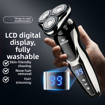 Elektrický holiaci strojček s jednou rotačnou hlavou, USB nabíjanie, 60+ minút prevádzky, bezkartáčový motor, mokré aj suché použitie