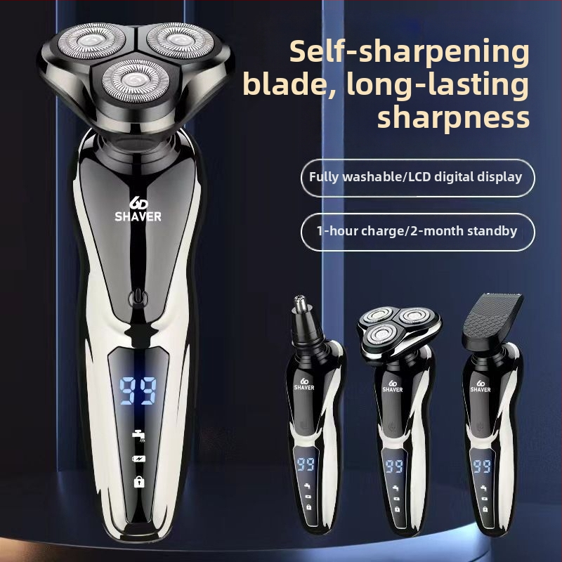 Elektrický holiaci strojček s jednou rotačnou hlavou, USB nabíjanie, 60+ minút prevádzky, bezkartáčový motor, mokré aj suché použitie