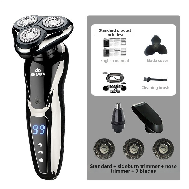 Elektrický holiaci strojček s jednou rotačnou hlavou, USB nabíjanie, 60+ minút prevádzky, bezkartáčový motor, mokré aj suché použitie