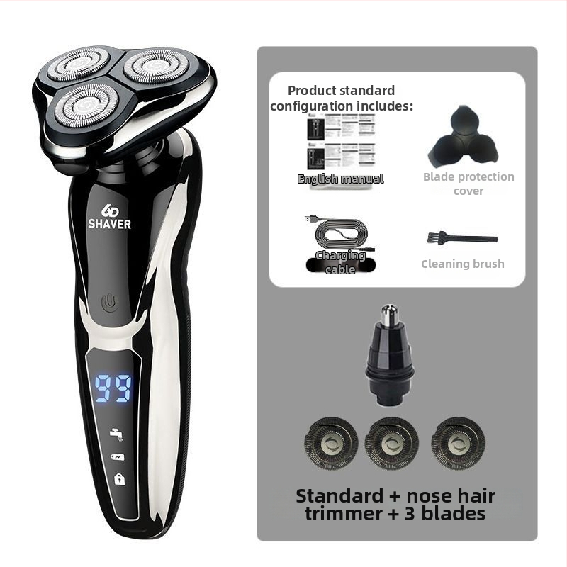 Elektrický holiaci strojček s jednou rotačnou hlavou, USB nabíjanie, 60+ minút prevádzky, bezkartáčový motor, mokré aj suché použitie