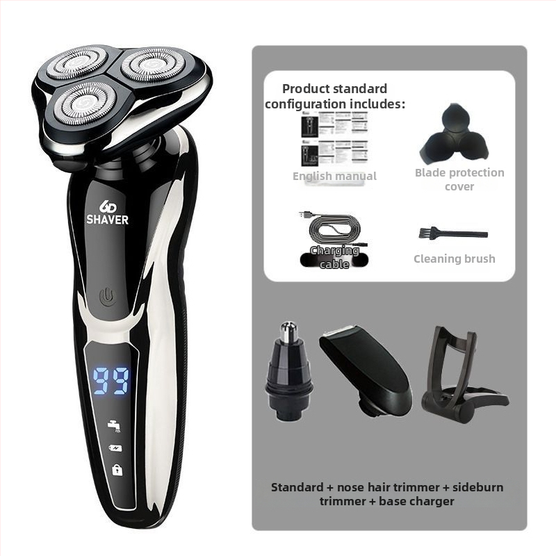 Elektrický holiaci strojček s jednou rotačnou hlavou, USB nabíjanie, 60+ minút prevádzky, bezkartáčový motor, mokré aj suché použitie