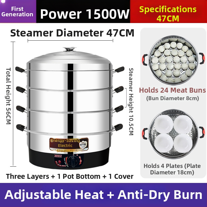 Elektrický parný hrniec, Nerezová oceľ, Tri alebo viac vrstiev, Kapacita nad 10 l, Automatické vypnutie