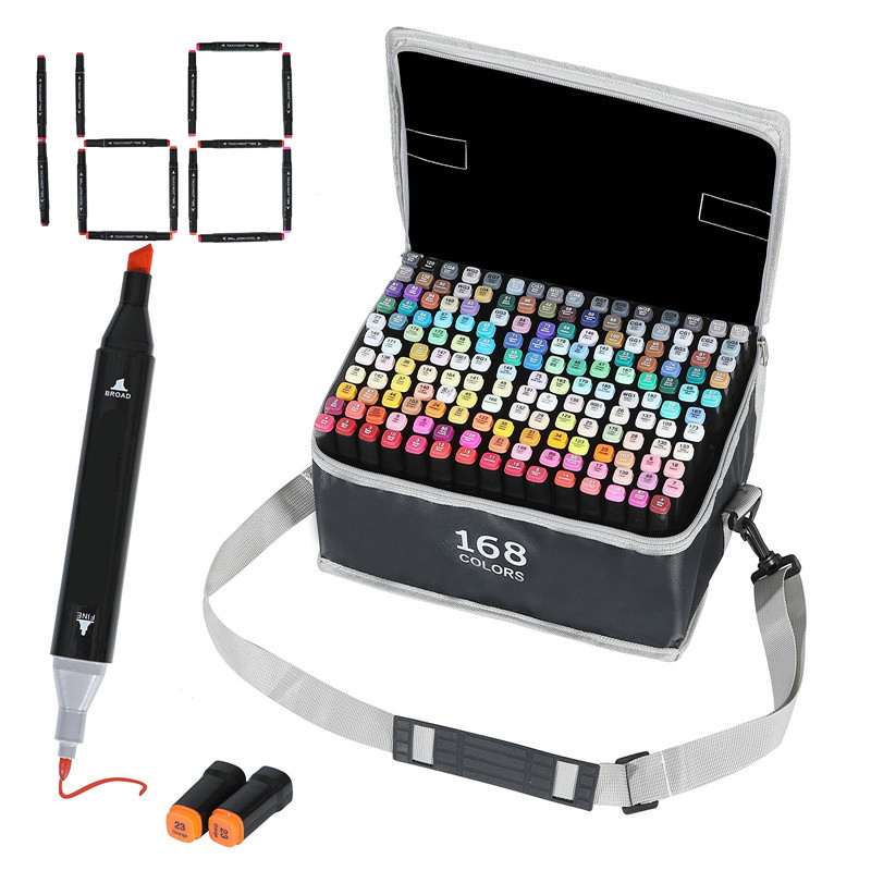 Touch Marker Set – Markeri s dvostrukim vrhom na bazi ulja i alkohola za djecu, 48 boja i 262 boje markera (na veliko)