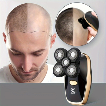 Električni brijač za golu glavu – Punjivi, vodootporan, oštrice od nehrđajućeg čelika, ugrađena baterija, trajanje baterije 3-6 sati