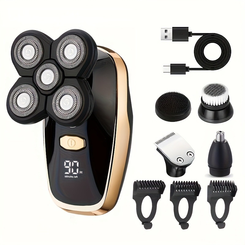 Električni brijač za golu glavu – Punjivi, vodootporan, oštrice od nehrđajućeg čelika, ugrađena baterija, trajanje baterije 3-6 sati