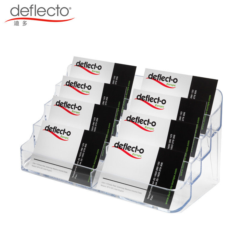 Dido cutie pentru carduri cu patru straturi, cu opt compartimente, Material PS, Model 70801, Suport transparent pentru carduri, Logo imprimat