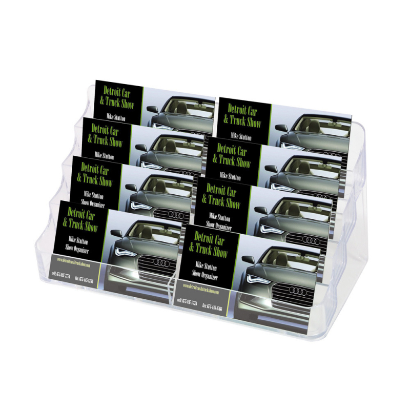 Dido cutie pentru carduri cu patru straturi, cu opt compartimente, Material PS, Model 70801, Suport transparent pentru carduri, Logo imprimat