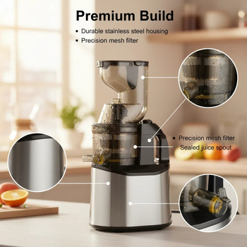 Nehrđajući čelični sokovnik s razdjeljivanjem taloga soka – 2 L kapacitet, 201-500 W, do 12 000 okretaja u minuti