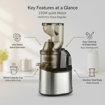 Nehrđajući čelični sokovnik s razdjeljivanjem taloga soka – 2 L kapacitet, 201-500 W, do 12 000 okretaja u minuti