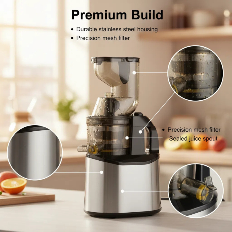 Nehrđajući čelični sokovnik s razdjeljivanjem taloga soka – 2 L kapacitet, 201-500 W, do 12 000 okretaja u minuti
