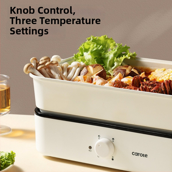 Elektrická viacúčelová nádoba na varenie s parou, vyprážaním, varom a horúcim hrncom — 1500 W, 220 V, kovové telo, vnútorná hĺbka 7 cm, vnútorný kotlík zliatiny