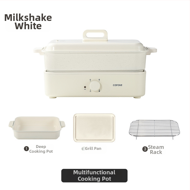 Elektrická viacúčelová nádoba na varenie s parou, vyprážaním, varom a horúcim hrncom — 1500 W, 220 V, kovové telo, vnútorná hĺbka 7 cm, vnútorný kotlík zliatiny