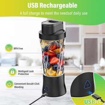 Prijenosni sokovnik s USB punjenjem, ugrađena baterija, čaša 700 ml, pet oštrica, do 20000 RPM