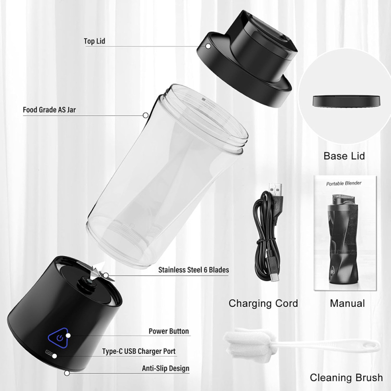 Prijenosni sokovnik s USB punjenjem, ugrađena baterija, čaša 700 ml, pet oštrica, do 20000 RPM