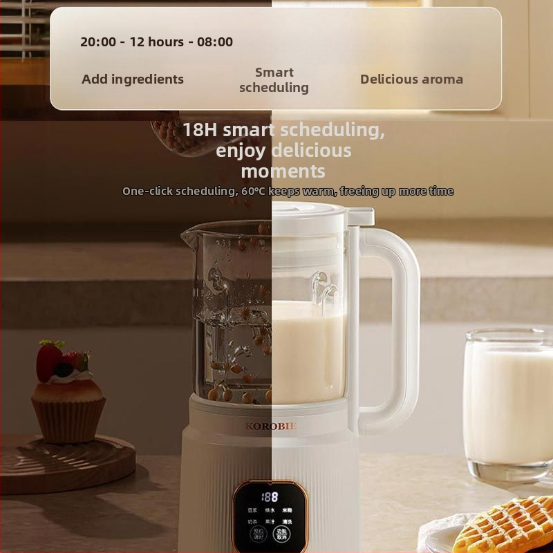 Sklenený stroj na sójové mlieko s automatickým ohrevom, kapacita 1–1,5 L, bez filtra, dotykové ovládanie