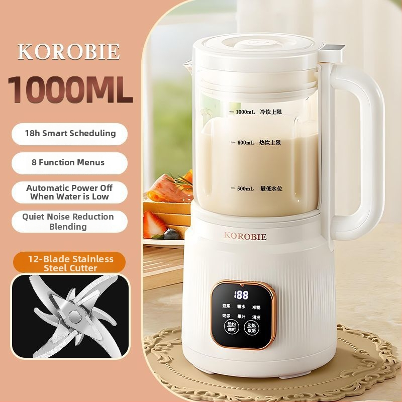 Sklenený stroj na sójové mlieko s automatickým ohrevom, kapacita 1–1,5 L, bez filtra, dotykové ovládanie