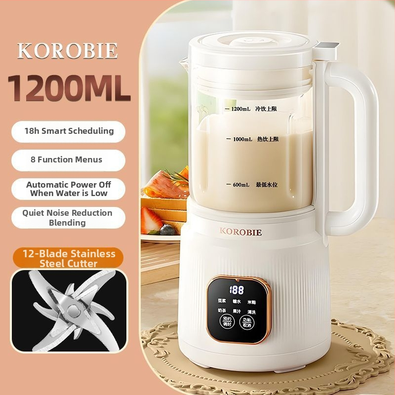 Sklenený stroj na sójové mlieko s automatickým ohrevom, kapacita 1–1,5 L, bez filtra, dotykové ovládanie