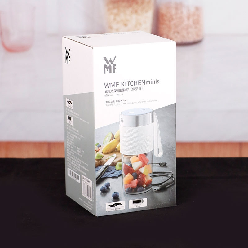 Prenosný džúsový pohár WMF – nemecký dizajn, 50W motor, objem 400 ml, rýchlosť 20001–22000 rpm, vnútorný zásobník z PC potravinárskeho materiálu