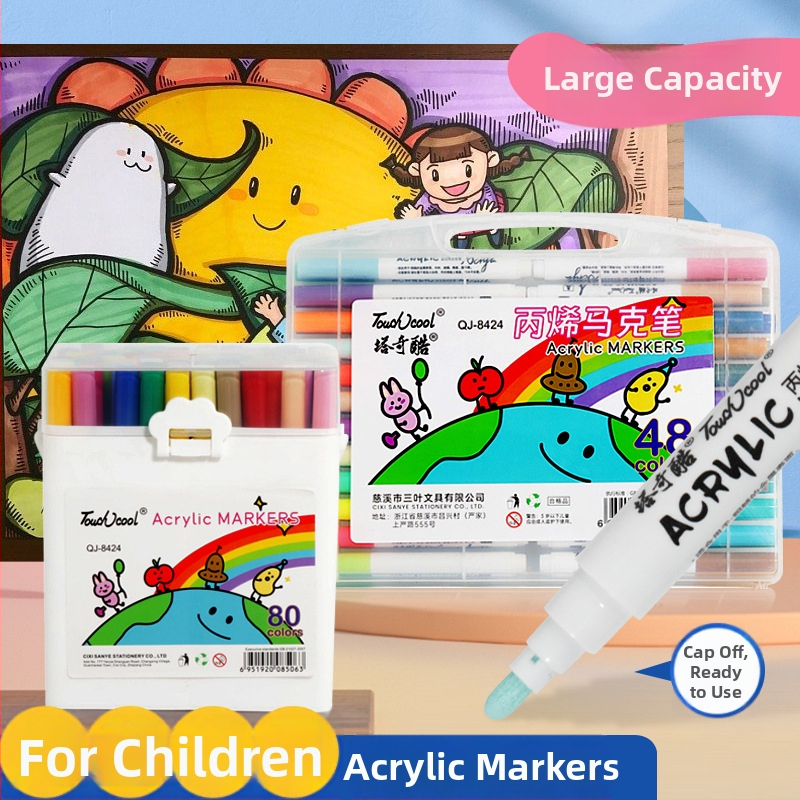 Ακρυλικός μαρκαδόρος με δυνατότητα στοίβαξης για μαθητές και παιδιά, με βάση το νερό, με μεγάλη χωρητικότητα, γρήγορο στέγνωμα, αδιάβροχος