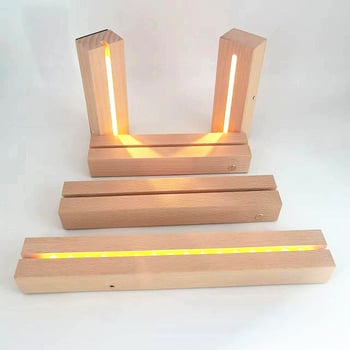 Bukovo drvo – baza noćne lampe – moderni minimalistički drveni držač lampe s LED trakom