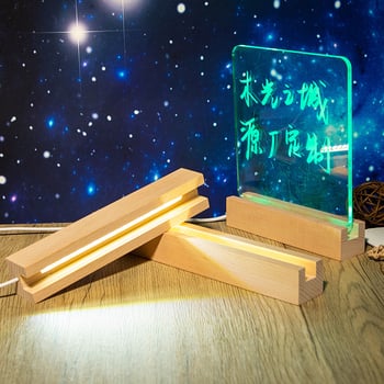 Drvena baza za noćnu lampu od bukovine s akrilnim naglaskom, pravokutni držač lampe