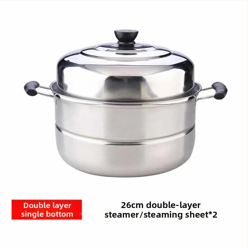 Parný hrniec z nehrdzavejúcej ocele 201, titanový dno, 1 vrstva, vhodný pre plynový sporák