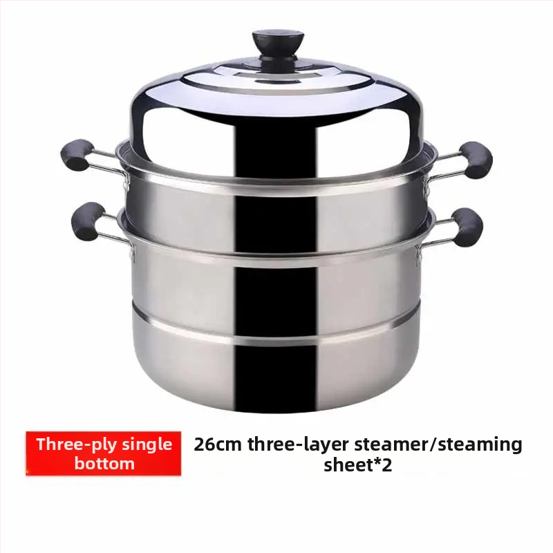 Parný hrniec z nehrdzavejúcej ocele 201, titanový dno, 1 vrstva, vhodný pre plynový sporák