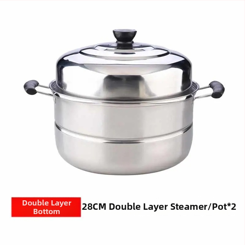 Parný hrniec z nehrdzavejúcej ocele 201, titanový dno, 1 vrstva, vhodný pre plynový sporák