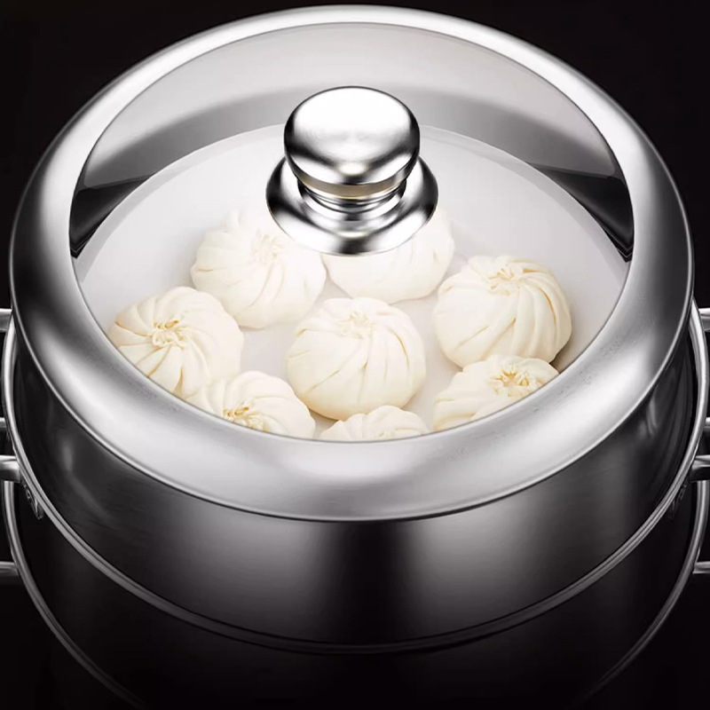 Parni lonac (304 nehrđajući čelik; 3 sloja; složeno dno; proziran poklopac; kompatibilan s indukcijskim i plinskim štednjakom)