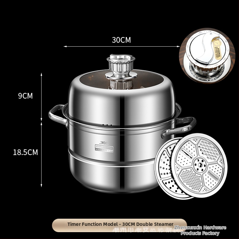 Parni lonac (304 nehrđajući čelik; 3 sloja; složeno dno; proziran poklopac; kompatibilan s indukcijskim i plinskim štednjakom)