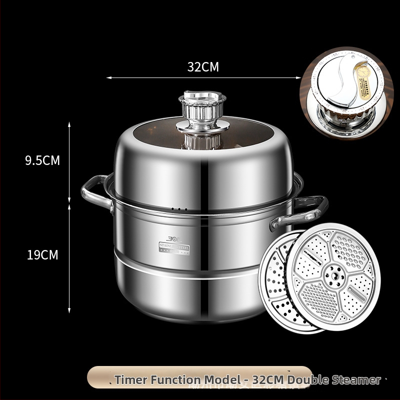 Parni lonac (304 nehrđajući čelik; 3 sloja; složeno dno; proziran poklopac; kompatibilan s indukcijskim i plinskim štednjakom)