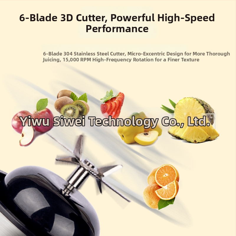 Prijenosni USB sok za voće i povrće – ugrađena baterija, 120 W, brzina 15001–18000 rpm, 5+ oštrica, kapacitet do 400 ml