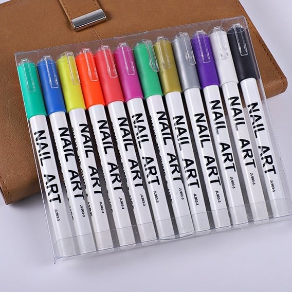 Boje marker za nokte umjetnost, točkice i konture markeri, DIY marker set za nokte, set grafita za nokte, PVC kutija, 12 komada u kutiji, 24 zamjenske boje