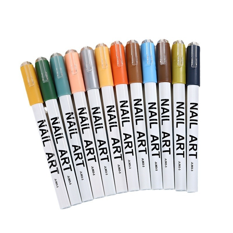 Boje marker za nokte umjetnost, točkice i konture markeri, DIY marker set za nokte, set grafita za nokte, PVC kutija, 12 komada u kutiji, 24 zamjenske boje
