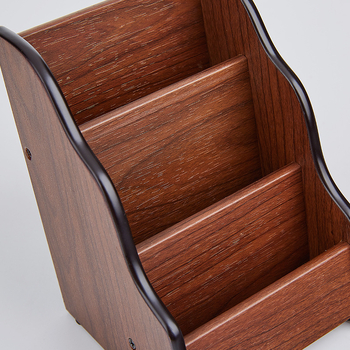 Stocare de cărți de vizită din lemn HX-1033, design cu două niveluri și patru compartimente, design geometric, imprimare a logo-ului