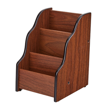 Stocare de cărți de vizită din lemn HX-1033, design cu două niveluri și patru compartimente, design geometric, imprimare a logo-ului