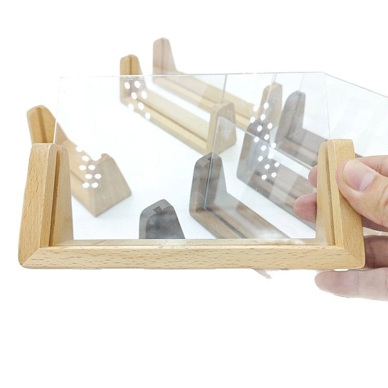 Drvena podloga za stolni kalendar s fotografskim okvirom, kineski stil, prilagodljiv dekorativni uzorak
