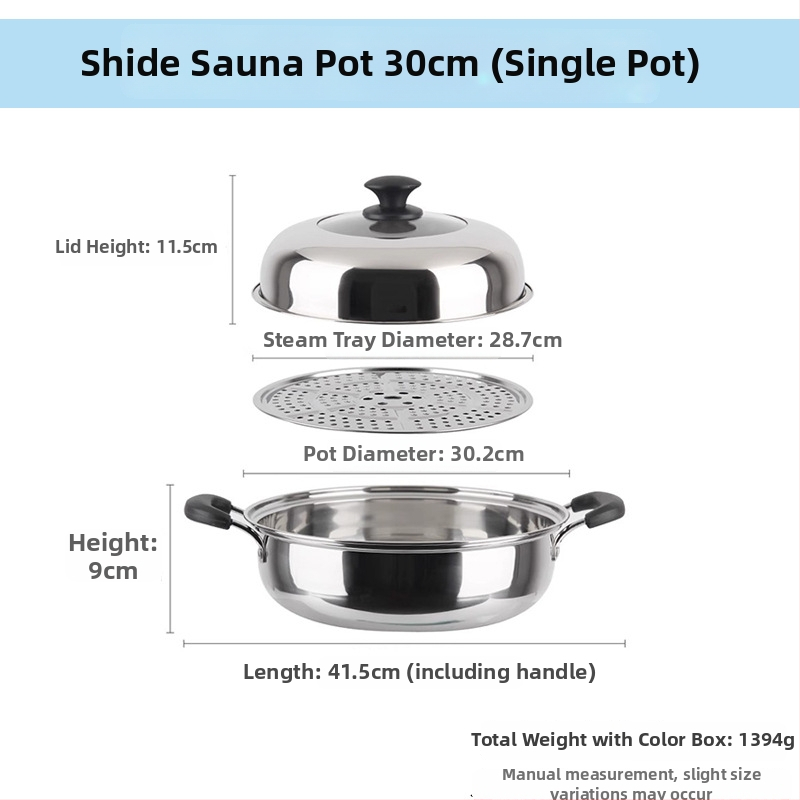 Parný hrniec z nehrdzavejúcej ocele 201, jednovrstvý, nepriľnavý povrch, vhodný pre bežné sporáky, model Sauna pot