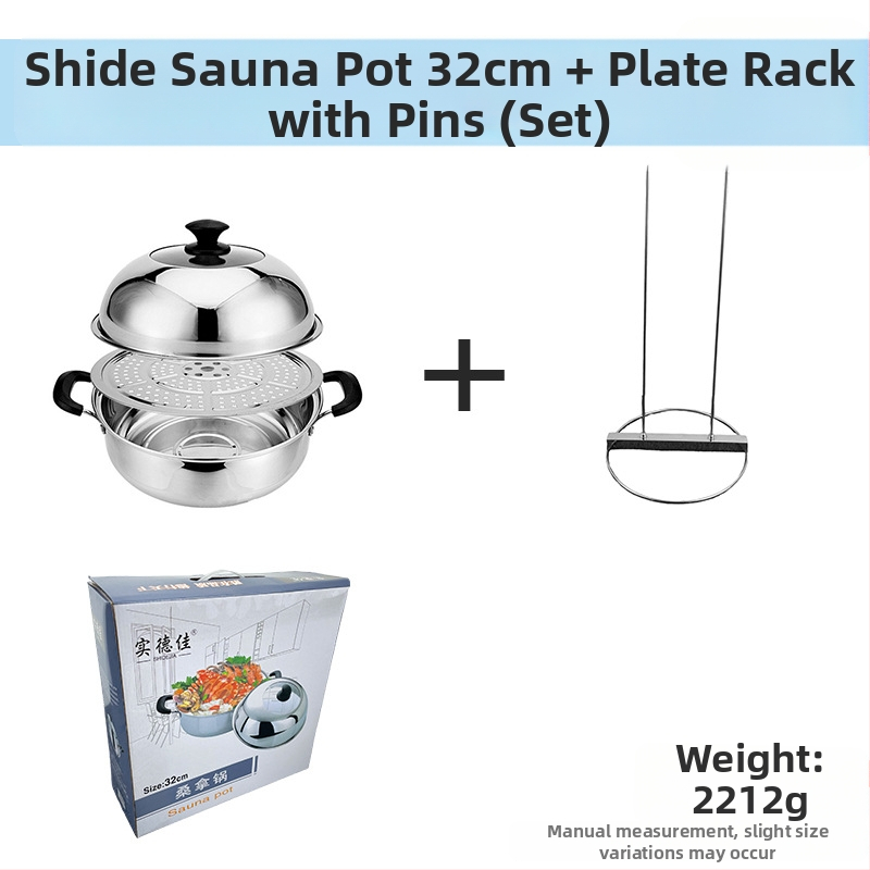 Parný hrniec z nehrdzavejúcej ocele 201, jednovrstvý, nepriľnavý povrch, vhodný pre bežné sporáky, model Sauna pot