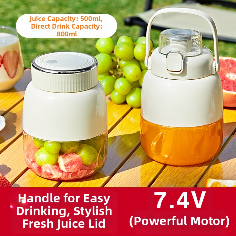 Električni prijenosni iscijedivač soka s ručkom – kapacitet 800 ml, brzina 18000 rpm, snaga 50W, ugrađena baterija, PC plastika za hranu