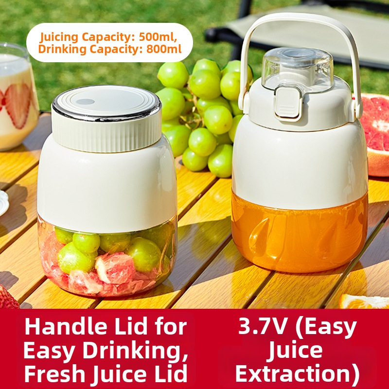 Električni prijenosni iscijedivač soka s ručkom – kapacitet 800 ml, brzina 18000 rpm, snaga 50W, ugrađena baterija, PC plastika za hranu